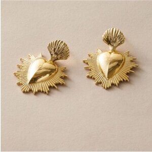 New! Anthropologie Gold Heart Earrings  NWOT